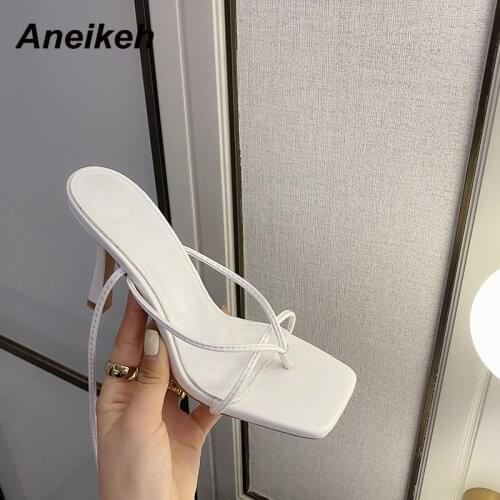 Aneikeh Summer Sexy Women Shoes Narrow Band Head Peep Toe PU Fashion Cross-Tied Rome Zapatos De Mujer High Heels Femmes Sandales