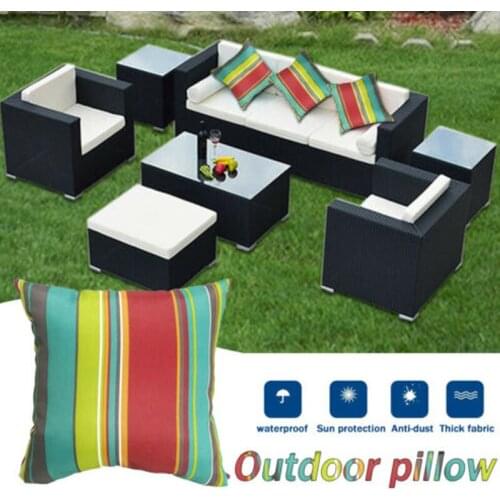 45x45cm Outdoor Waterproof Square Cushion Colorful Stripe Printed Throw Pillow With Core For Garden Sofa Terrace Bench Decor