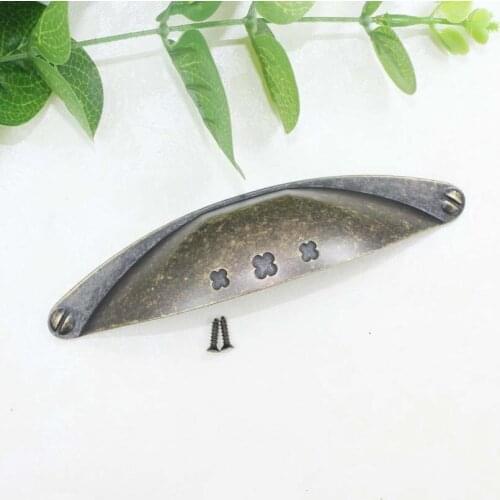 96mm vintage cap shell furniture handles bronze drawer cabinet pull knob antique brass dresser cupboard door handles pulls knobs