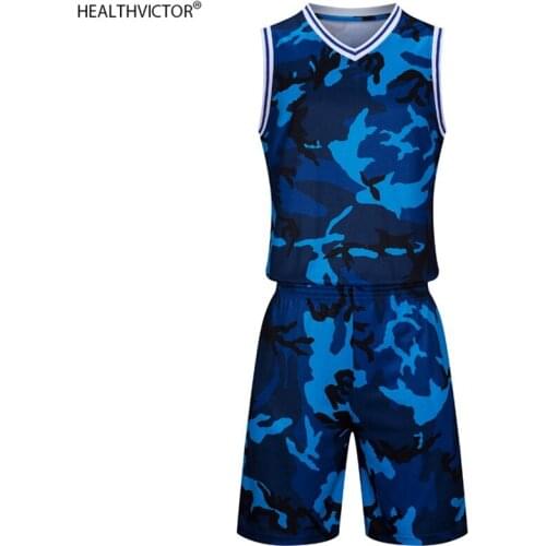 Breathable Quick Dry Spots Sleeveless Vest Tank Top Shorts Unisex Men Women Camouflage Army Basketball Jersey Set Uniform
