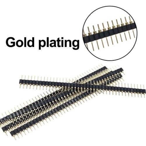 10pcs/LOT Connector 40P PCB Gold Plated 2.54mm Male&Female 1x40 Pin Single Row Straight Round Pin Header Strip
