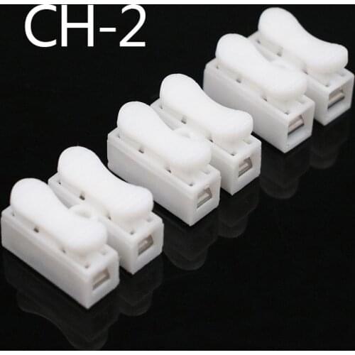 NEW 10pcs CH-2 2p G7 Spring Wire Quick Connector Splice With No Welding No Screws Cable Clamp Terminal 2 Way Easy Fit Led Strip