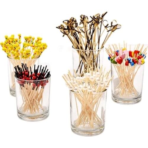 100pcs Fruit Fork Sticks Buffet Cupcake Toppers Cocktail Forks Disposable Toothpicks Wedding Festival Birthday Party Decoration