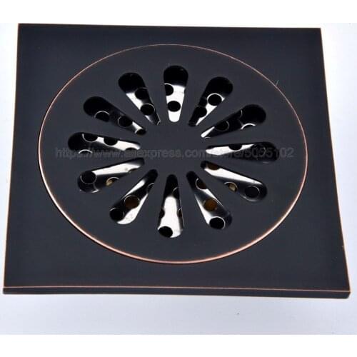 10x10cm Square Oil Rubbed Bronze Bath Shower Drain Strainer Floor Cover Balcony Deodorant Grate Waste Bathroom Drains zhr087