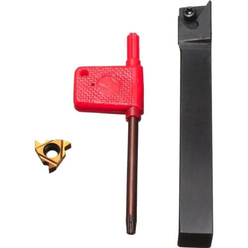 3 Pieces Shank Turning Tool Holder 100mm +16ER Inserts Blade+T15 Wrench Kit