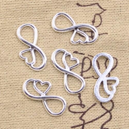 30pcs Charms Heart Infinity Link Connector 22x12mm Antique Silver Color Pendants DIY Making Findings Handmade Tibetan Jewelry