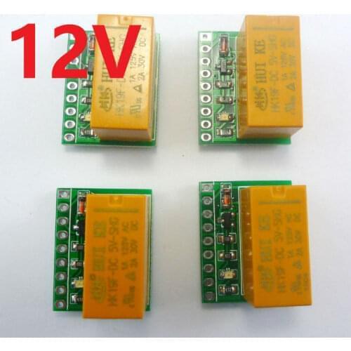 4PCS DC 12V 1CH DPDT Signal Relay Module Board HK19F PCB Board for LED Motor Audio equipment Level polarity inversion