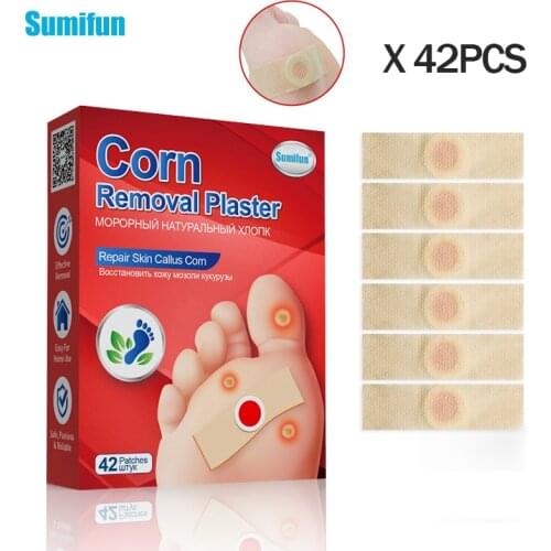 42Pcs Sumifun Foot Corn Killer Calluses Plantar Painless Feet Care Warts Thorn Medical Corn Remover Foot Patch Calluses Pad