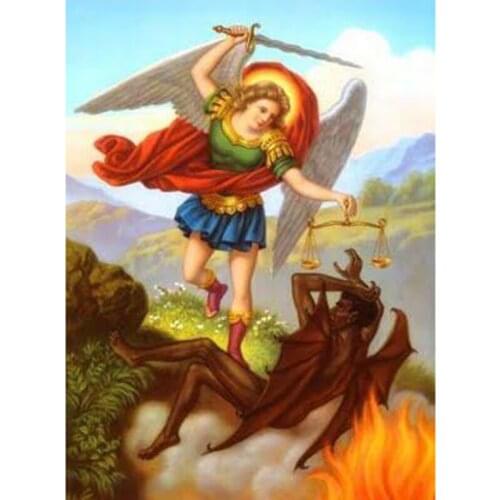 5D DIY Full Square Religion Angel DIY 5D Diamond Mosaic Diamond Painting Cross Stitch Diamonds Embroidery Round Drill devil