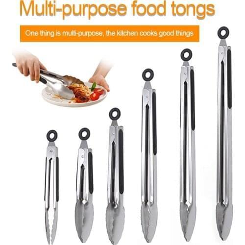 7/9/12/14/16 Inch BBQ Grilling Tong Salad Cake Dessert Serving Food Tongs Stainless Steel Barbecue Clips Clamp Baking Tool