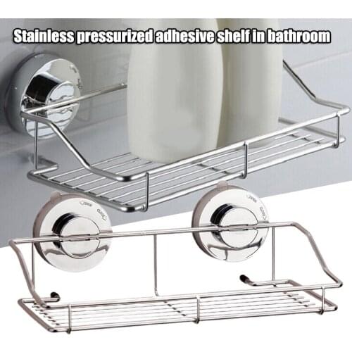 Bathroom Accessories Bathroom Shelf Stainless Pressurized Sticky Cosmetics Non-perforated Wall-mounted Storage Basket