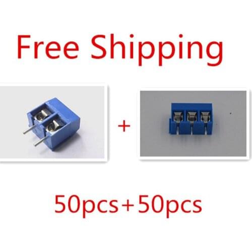 Free Shipping 5.08mm Pitch 50pcs 2P Screw Terminal Connector +50pcs 3P PCB Screw Terminal Block=100pcs/lot in stock