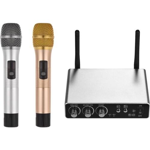 Wireless Microphone System with 2 Cordless Mics and Receiver Box Live Equipment Optional 25 Channels UHF Band for Karaoke