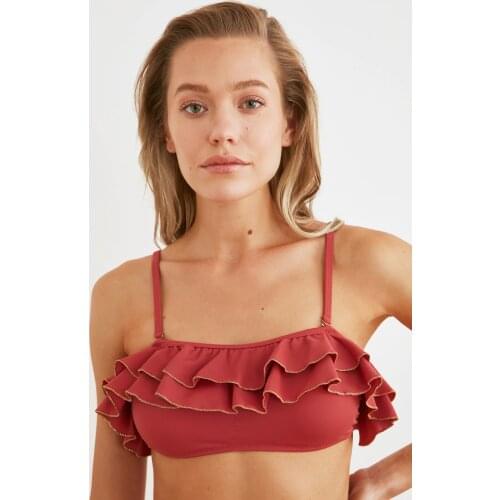 Trendyol Frilly Bikini Top TBESS21BU0416