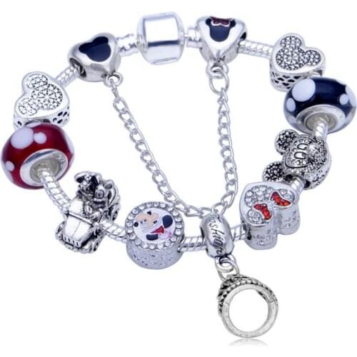 Pandoras Charm Mickey Crown Cartoon Butterfly Bracelet Kids Korean Simple DIY Bracelet Disney Explosion