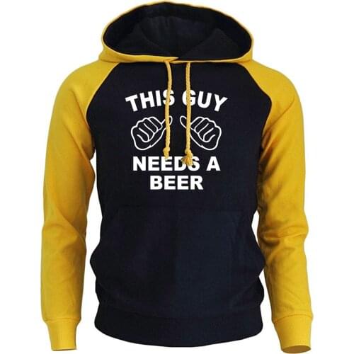 Brand Clothing Sweatshirt For Men 2018 New Casual Hoodies Print THIS GUY NEEDS A BEER Harajuku Pullover Raglan Hoody Kpop Hoodie