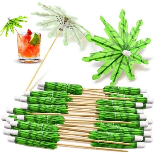 Coconut Palm Tree Paper Umbrellas Toothpicks Cocktail Parasol Sticks for Summer Beach Party Decorations Photo Props