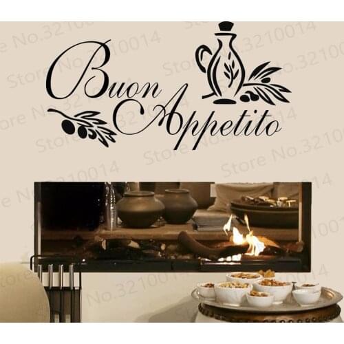 Buon Appetito Adesivo Murale Italian Home kitchen Wall Stickers Art Design Vinyl Decals For Dining Room Home Decor PW265