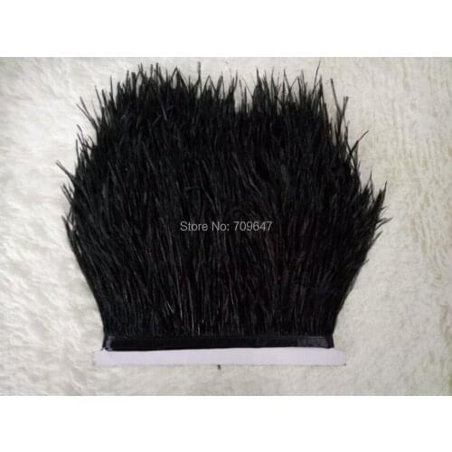 BLack Ostrich fringe wholesale,10meters-Black Ostrich Fringe trim feather for wedding 5-6inches wide