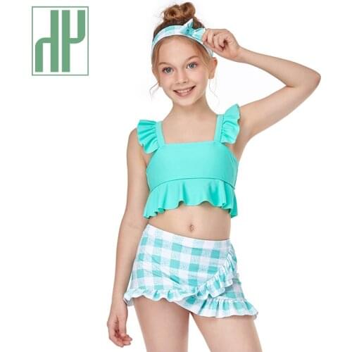 HH 2021 Summer Girls Swimsuit Kids Swimming Training Swimwear Baby Girl Bikini Childrens Clothing 3 Colors Sandy Beach Clothes