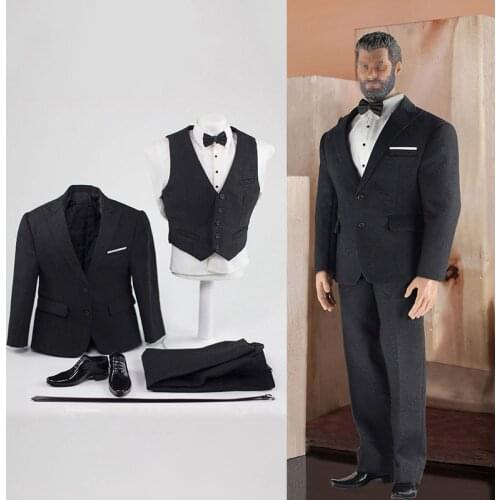 Toy center CEN-M04 1/6 British Gentleman Black Suit Male Soldier Formal Wear Clothes Model Fit 12'' Action Figure Dolls