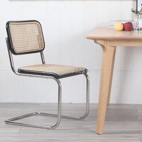 Ins Solid Wood Rattan Dining Chair Family Medieval Metal Armchair Desi