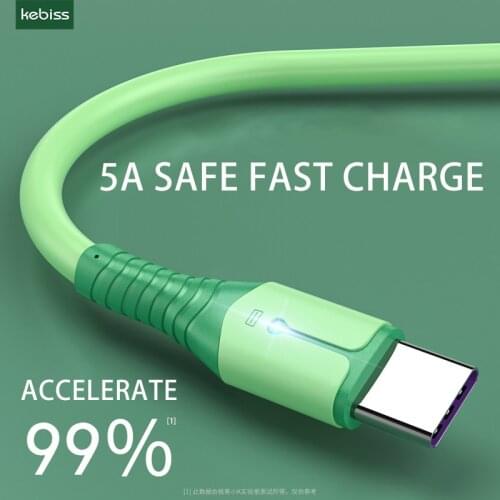 KEBISS 5A 2M USB Type C Cable Fast Charging Mobile Phone Android Charger Type-C Data Cord For Huawei P40 Mate 30 Xiaomi Redmi