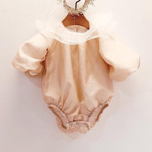 Ruffled Collar One-Piece Romper Baby Girl Princess Bell Sleeve Newborn romper