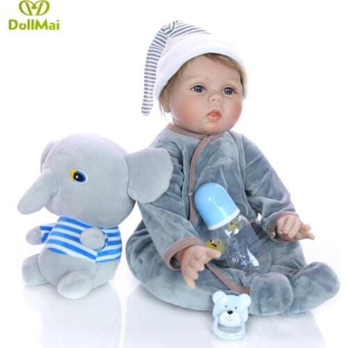 Newborn Baby Doll reborn 55cm/ 22 Inch Reborn Baby Boy Real Life Living Doll Toys Soft Silicone Open Eyes Can Sit and Lie Down