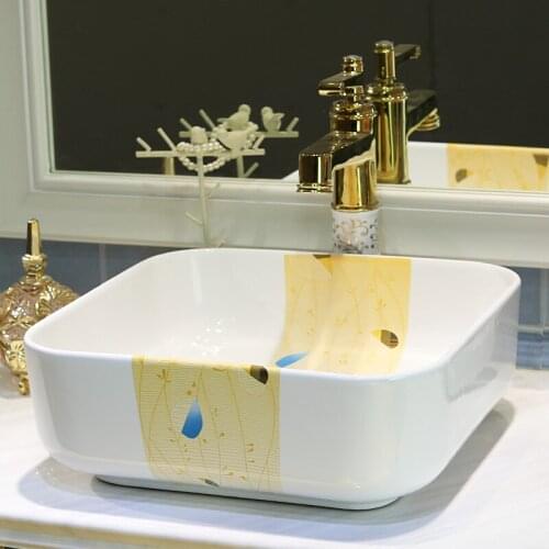 Square Shape Jingdezhen ceramic sanitary ware art counter basin wash basin lavabo sink Bathroom sinks shampoo ceramic sink