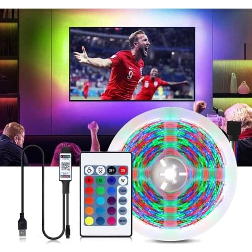 Strip Lamp Lighting Tape Strings Ribbon Book Desk Decor Tv Background Decor DC 5V 5M USB LED 4M 3M 2M 1M USB Light RGB