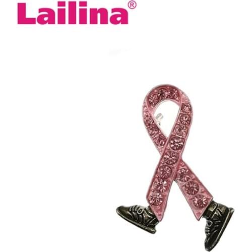 50pcs/lot Pink Ribbon Jewelry Breast Cancer Awareness Pretty Walking Ribbon Brooch