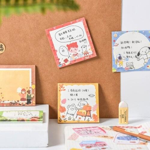 Lovely Girl And Bear Series Memo pad Diary DIY Notepad Escolar Planner Sticky Notes Cute Stationery School Office Supply