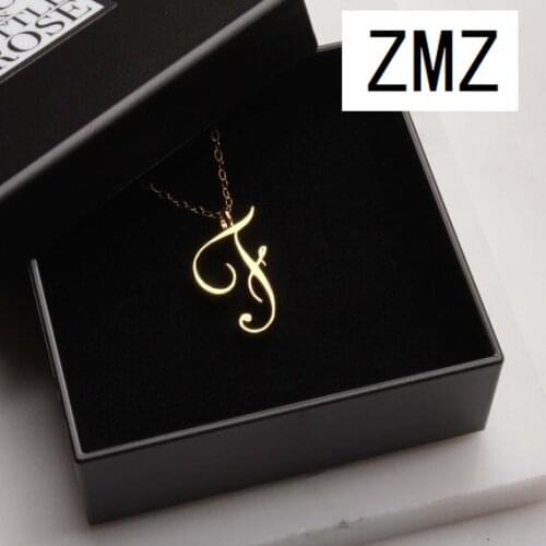 ZMZ 50pcs/lot 2019 Europe/US fashion English letter pendant lovely letter F text necklace gift for mom/girlfriend party jewelry