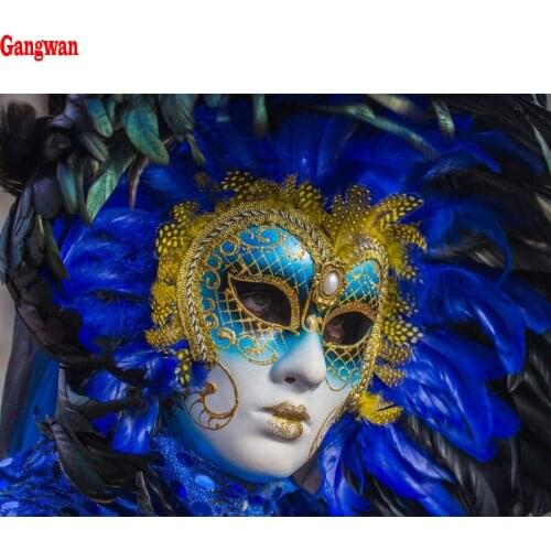 DIY Diamond Painting Cross Stitch Kits woman mask 5D Square Rhinestones Pictures Diamond Embroidery Mosaic Crafts For Handmade
