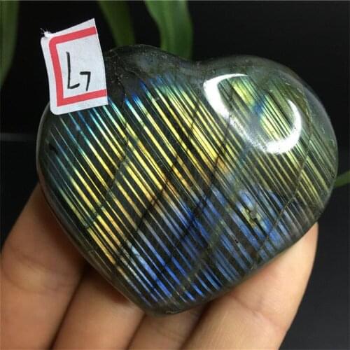 Natural Labradorite Stone Crystal Heart Plaything Healing and Home Decoration