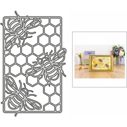 New Bee Honeycomb Frame Craft Embossing Mold 2021 Metal Cutting Dies for DIY Decorative Scrapbooking Album Card Making No Stamps