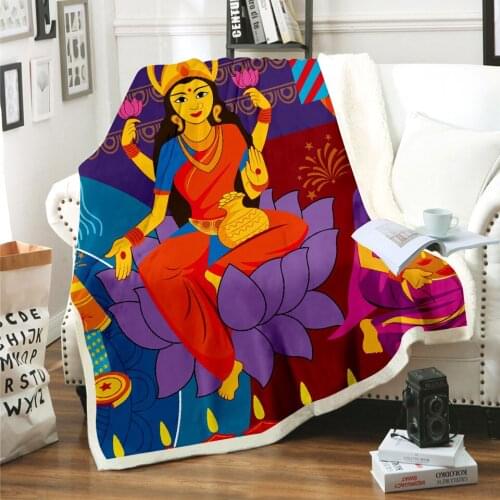 2020 NEW Egyptian Characters Blanket 3D Print Sherpa Blanket on Bed Kids Girl Flower Home Textiles Dreamlike Style 06