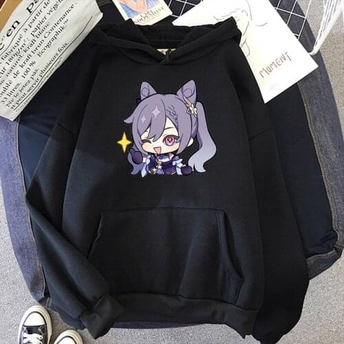 New Style Game Genshin Impact Fashion Hoodie Women Kawaii Keqing Long Sleeve Sweatshirts Cute Cartoon Harajuku Pullover Female