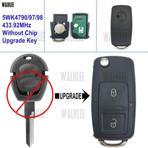 WALKLEE Upgrade Flip Remote Key Suit for SEAT Arosa/Alhambra/Ibiza/Cordoba 5WK4 790/97/98 433.92MHz No Chip HU49 Blade
