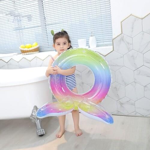 Rainbow Sequined Mermaid Swimming Ring Adult Crown Water Ring Inflatable Water Swimming Ring Swim Ring Anillo de natacion