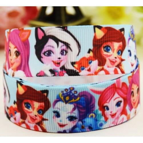 22mm 25mm 38mm 75mm ENCHANTIMALS cartoon printed Grosgrain Ribbon party decoration 10 Yards X-04639