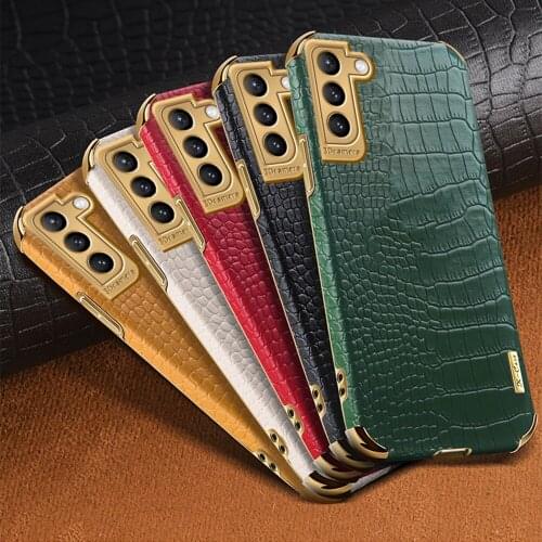 Luxury Crocodile Case For Samsung Galaxy S20 S21 Plus Ultra A41 A51 A71 A12 A21S Mobile Phone Cover Leather Shell Fashion Metal