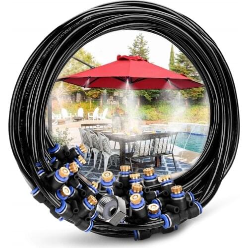 Outdoor Misting Cooling System Kit Greenhouse Garden Patio Watering Irrigation Mister Line For Plant With Misting Nozzle