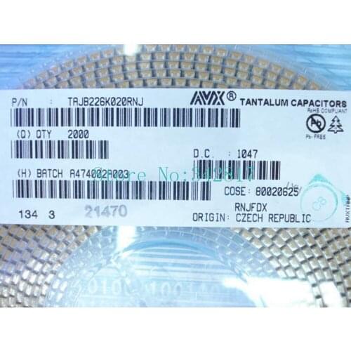 TAJB226K025RNJ CAP TANT 22UF 25V 10% 1210 Tantalum Capacitors Size B 100pcs