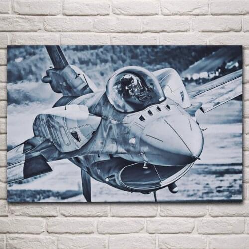 Cool closeup F 16 fighting falcon aircraft air force jet fighter living room home wall art decor wood frame fabric poster KN868
