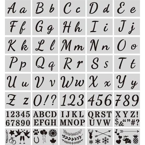 40pcs Alphabet Numbers Stencils Reusable Plastic Templates for Art Drawing Painting Craft DIY Writing on Chalkboard 896A