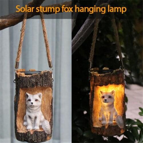 Outdoor Tree Hanging LED Solar Light Creative Fox Squirrel Animal Chandelier Garden Landscape Decorative Light Garden Decoration