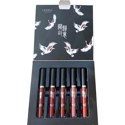 Chinese Style Crane Hometown Moisturizing Lip Non-stick Cup Glaze Matte Sexy 6color Optional Velvet Lipgloss Beauty Makeup