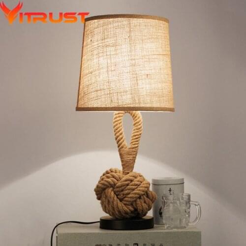 Vintage Table Light de mesa lamp Vintage mesaLamps Rope Table Lamps LED Bedroom Lamps